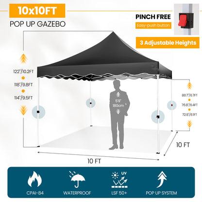 10x10 Pop Up Canopy Tent for Parties with 4 Sandbags