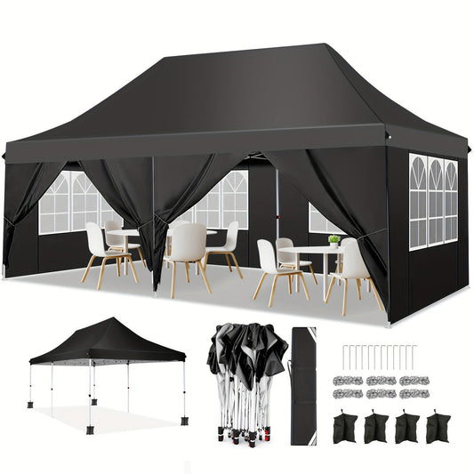 JUSTTENT 10x20 Pop Up Canopy Tent with 6 Removable Sidewalls for Events