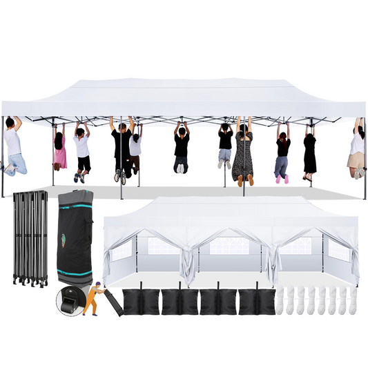 JUSTTENT 10x30 Pop Up Canopy with 8 Sidewall