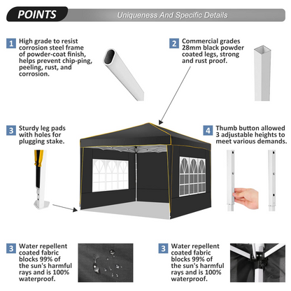 JUSTTENT 10'x10' Outdoor Pop Up Canopy Tent