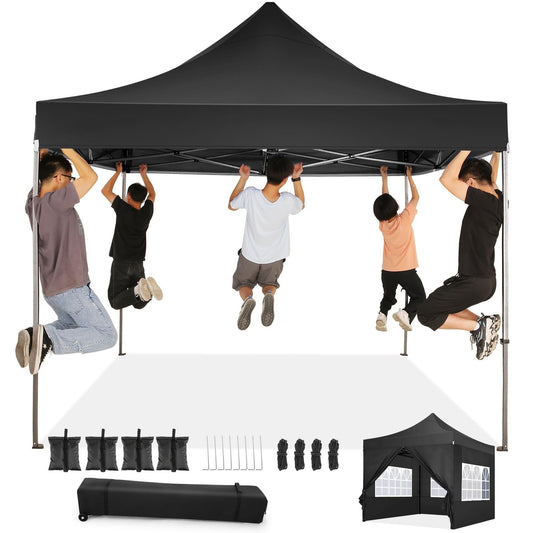 JUSTTENT 10x10 Pop up Canopy Instant Commercial Canopy Including 4 Removable Sidewall